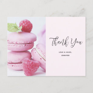 Rosa Macarons & Röda Hallon Tack Vykort