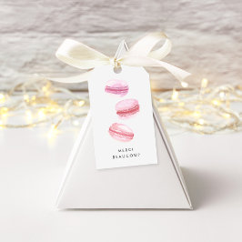 Rosa Macarons Tack Presentetikett