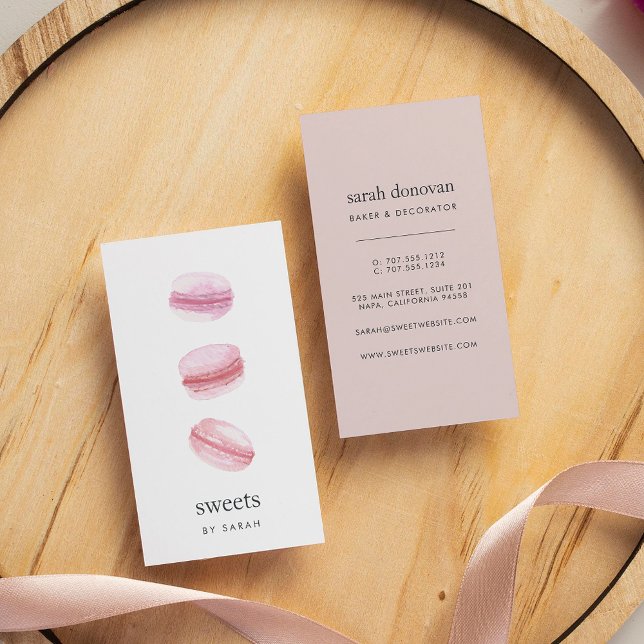  Rosa Macarons Visitkort (Skapare uppladdad)