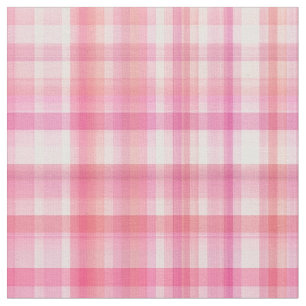 Rosa Madras Plaid Rand Print Mönster Tyg