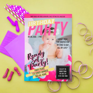 Rosa Magazine Cover-utseende   BARNS FÖDELSEDAG PA Inbjudningar