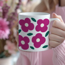 Rosa Magenta Abstrakt Retro Flower Mönster