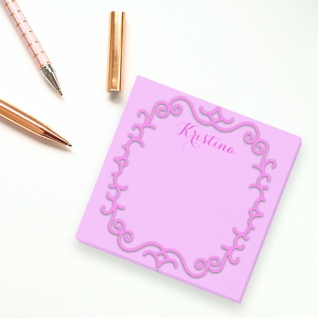 Rosa Magenta Baroque Antique Ram Personlig Post-it Block (Skapare uppladdad)