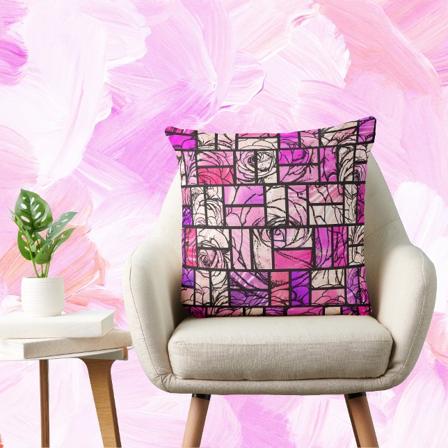 Rosa Magenta Black Ro Glass-glasutseende Kudde (Skapare uppladdad)