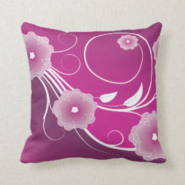 Rosa Magenta Blommigt Swirl Kudde