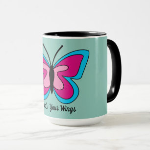 Rosa Magenta Blue Butterfly   Lägg till text Mugg