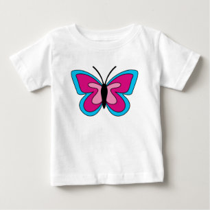 Rosa Magenta Blue Butterfly T Shirt