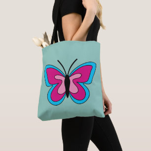 Rosa Magenta Blue Butterfly Tygkasse