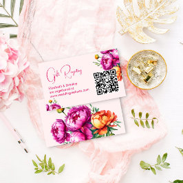 Rosa magenta bröllopsfest qr-gåvoregister tilläggskort