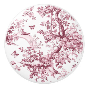 Rosa Magenta Cream Toile Blommar Gren Knopp