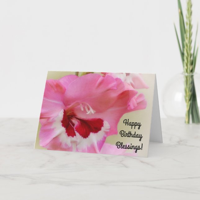 Rosa Magenta Flower Faith Blommigt Birday Card Kort (Framsida)