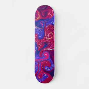 Rosa, Magenta, Lila Swirled Marble Fluid Art Mini Skateboard Bräda 18,5 Cm