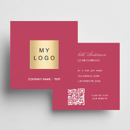 Rosa magenta logotyp QR-kod Fyrkantigt Visitkort