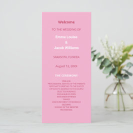 Rosa Magenta Modern Bröllopsprogram