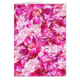 Rosa & Magenta Pion Floral Mönster Blank Hälsningskort