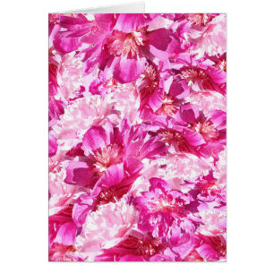 Rosa & Magenta Pion Floral Mönster Blank Hälsningskort