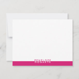 Rosa Magenta Vit modernt, minimalistiskt färgblock Anteckningskort