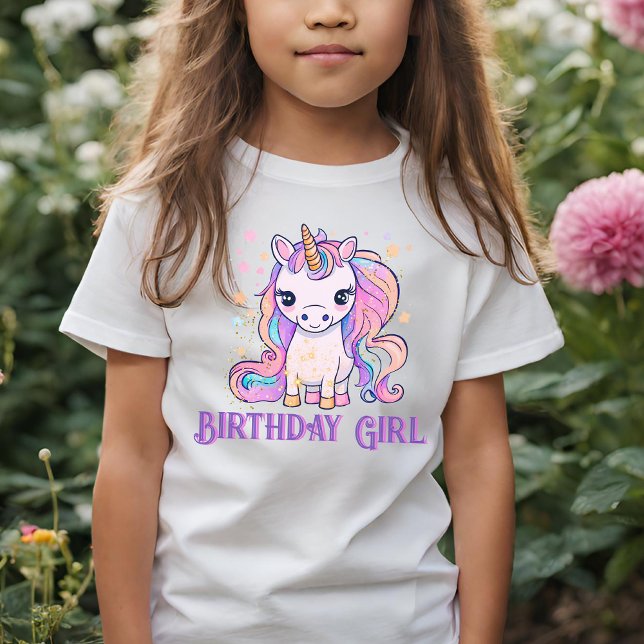 Rosa Magic Cute Sparkling Unicorn Birthday Girl T Shirt (Skapare uppladdad)