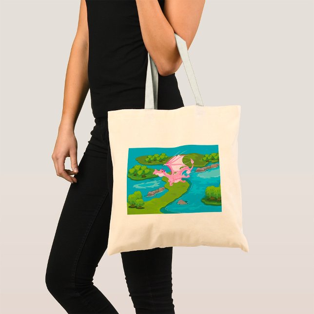 Rosa Magic Dragon Fantasy Tote Bag Tygkasse (Skapare uppladdad)