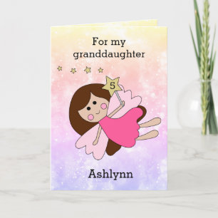 Rosa Magic Fairy 5th Birday Card Kort