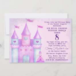 Rosa Magic Fairytale Castle Princess Party Photo Inbjudningar