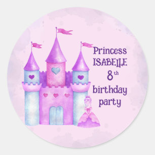 Rosa Magic Fairytale Castle Princess Party Runt Klistermärke