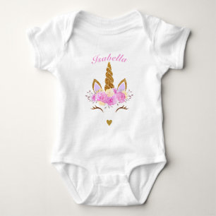 Rosa Magic Glittered Blommigt Unicorn T Shirt