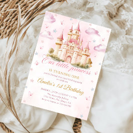 Rosa Magic Princess Castle Birthday-inbjudan Inbjudningar