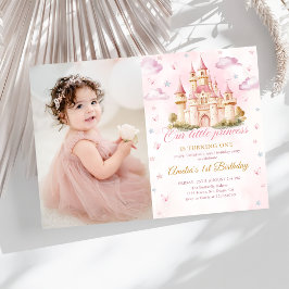 Rosa Magic Princess Castle Girl Birthday Photo Inbjudningar