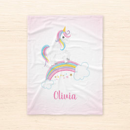 Rosa Magic Rainbow Unicorn Personlig Fleecefilt