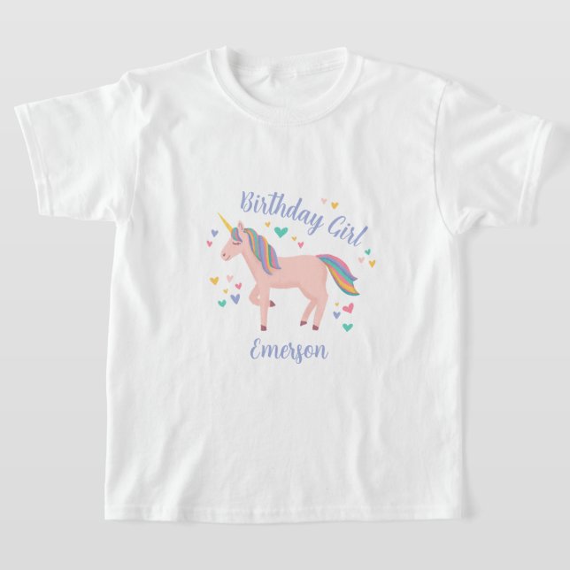 Rosa Magic Unicorn Birthday Girl T Shirt (Laydown)