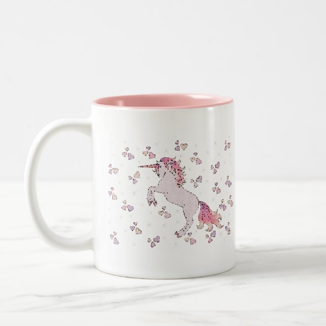Rosa Magic Unicorn Design Två-Tonad Mugg (Vänster)