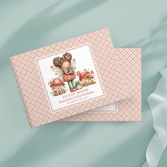 Rosa Magisk Alv 3-års Födelsedags Blommig Gästbok (Pink Magical Fairy 3rd Birthday Floral Guest Book)
