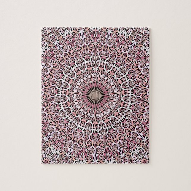 Rosa magisk blommigtträdgårdMandala Pussel (Vertikal)