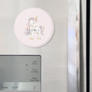 Rosa Magisk Enhörning i Lila Magnet