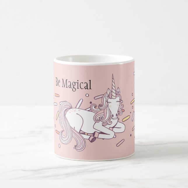 Rosa Magisk Enhörning Konfetti Kaffemugg (Center)