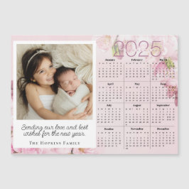 Rosa Magnetic Helgdag julcard Anpassningsbar Photo