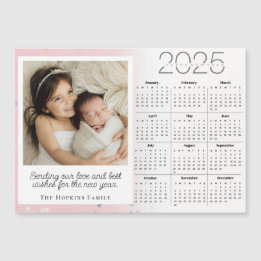 Rosa Magnetic Helgdag julcard Anpassningsbar Photo