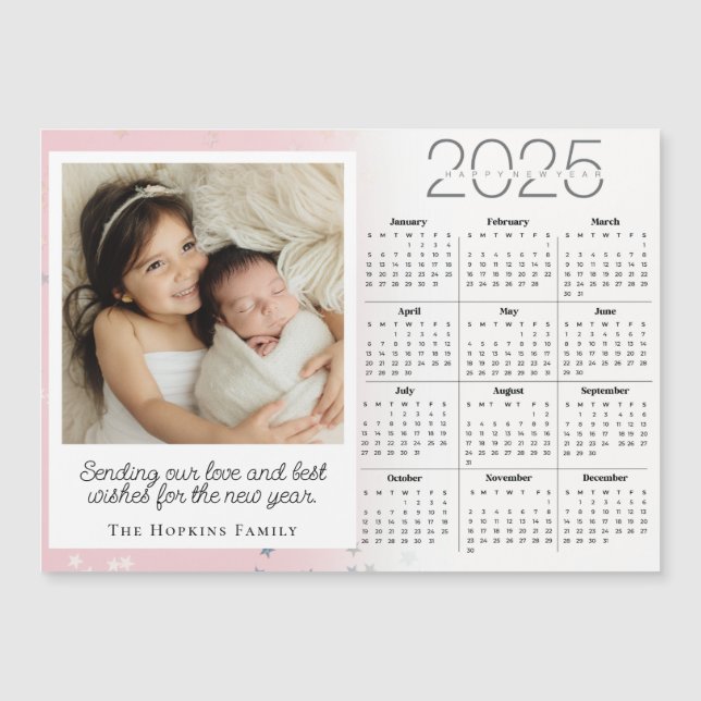 Rosa Magnetic Helgdag julcard Anpassningsbar Photo (Framsida)