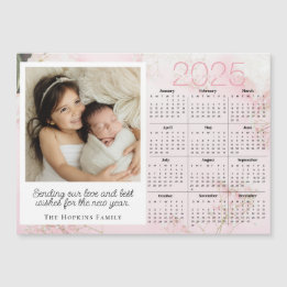 Rosa Magnetic Helgdag julcard Anpassningsbar Photo