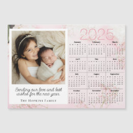 Rosa Magnetic Helgdag julcard Anpassningsbar Photo