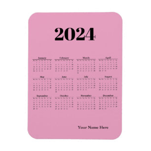 Rosa magnetiskt kort för 2024-kalender magnet