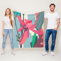 Rosa Magnolia Abstrakt Blommigt Färg Blocks Home