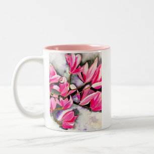 Rosa Magnolia akvarellkonst Två-Tonad Mugg