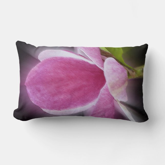 rosa magnolia-blomma lumbarkudde (Framsida)
