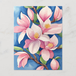 Rosa Magnolia-blomma Vykort