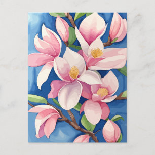 Rosa Magnolia-blomma Vykort