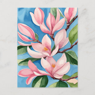 Rosa Magnolia-blomma Vykort