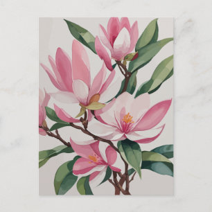Rosa Magnolia-blomma Vykort