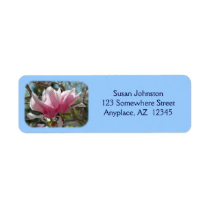 Rosa Magnolia Blommars Flower Address Label Returadress Etikett